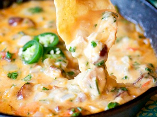 Queso fundido with chorizo